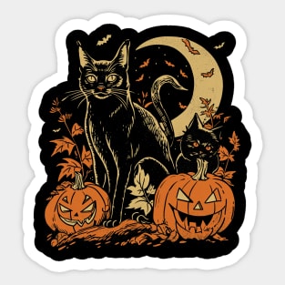 Vintage Halloween Black Cat Witch Retro Cute Super Cool Best Gift Sticker